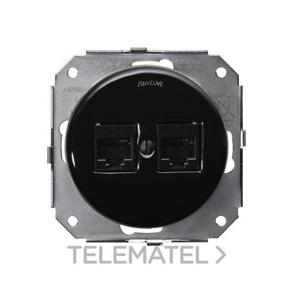 DOBLE TOMA RJ45 CATEGORÍA 6 PORCELANA NEGRO (PACK)