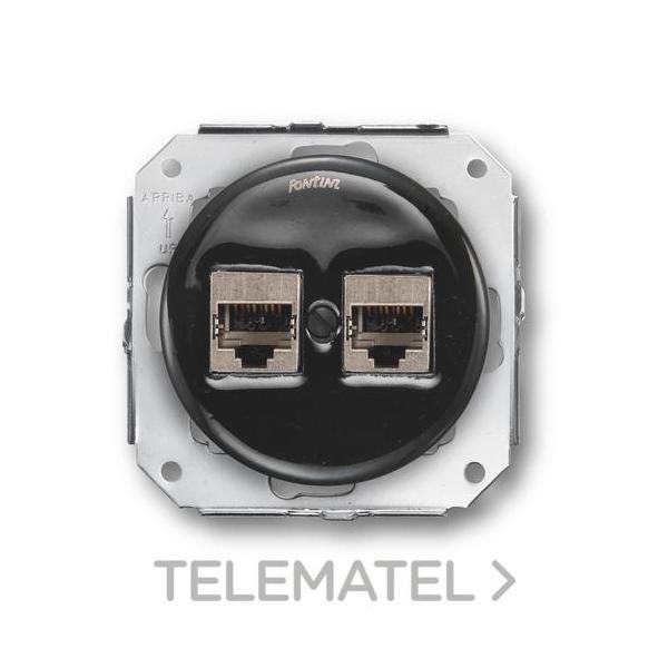 CONJUNTO TOMAS TELÉFONO 6 VÍAS / RJ45 CATEGORÍA 6 PORCELANA NEGRO