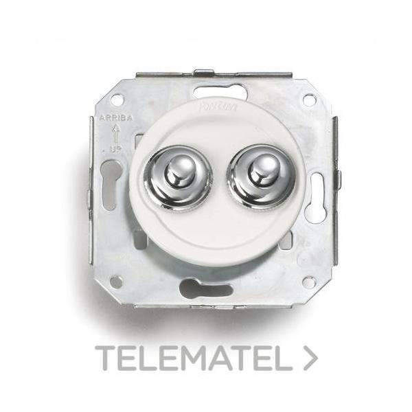 PULSADOR DOBLE 10A CROMO BLANCO (PACK)