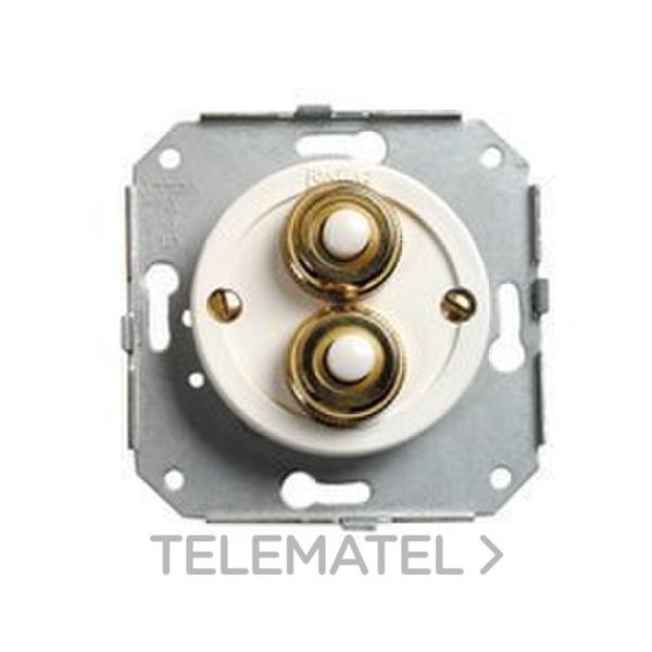 PULSADOR DOBLE 10A CROMO MARRÓN (PACK)