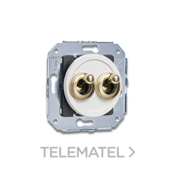 PULSADOR DOBLE TIPO ROCKING 10A DORADO BLANCO (PACK)