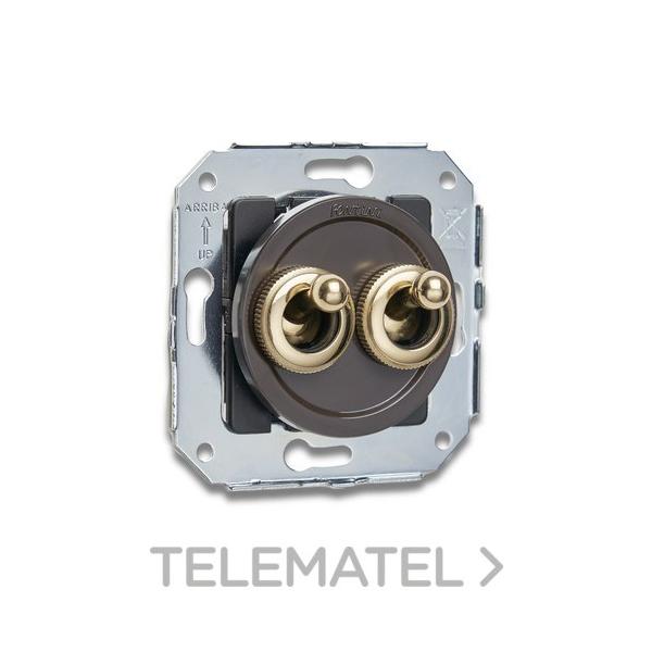 PULSADOR DOBLE TIPO ROCKING 10A DORADO MARRÓN (PACK)