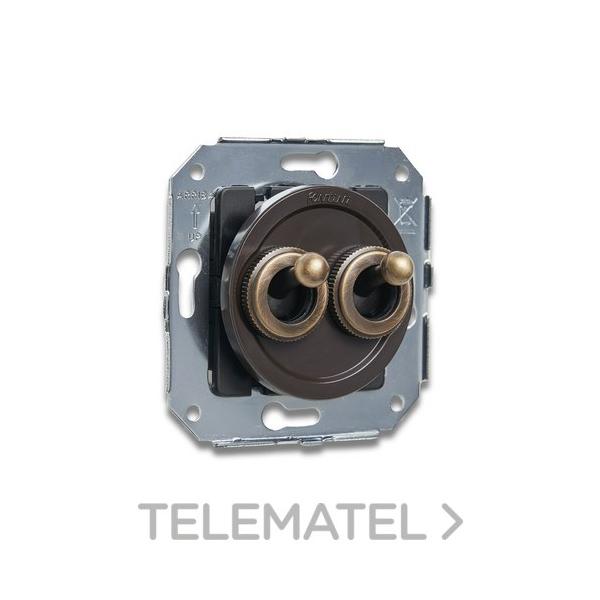 PULSADOR DOBLE TIPO ROCKING 10A PATINÉ MARRÓN (PACK)