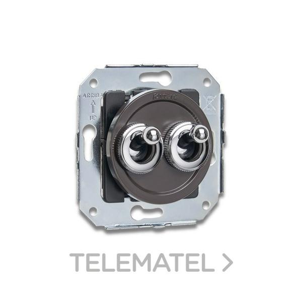 PULSADOR DOBLE TIPO ROCKING 10A CROMO MARRÓN (PACK)