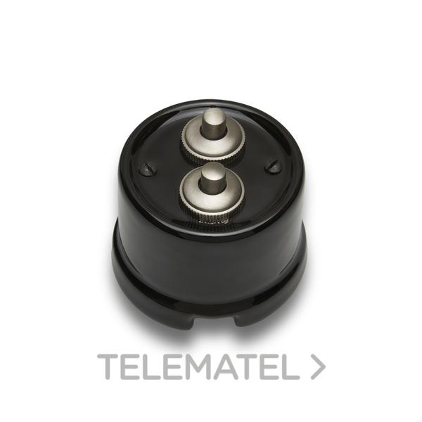 DOBLE PULSADOR GARBY 10A 250V PORCELANA NEGRO (PACK)