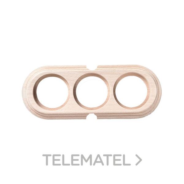 PEANA TUBO 3 ELEMENTOS 2 ENTRADAS HORIZONTAL MADERA CRUDA (PACK)