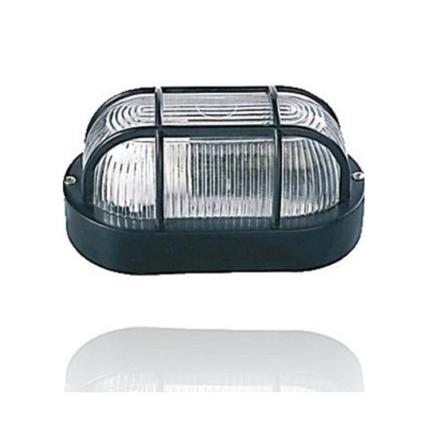 PLAFÓN OVAL DOBLE REJILLA 60W ZAMAC NEGRO