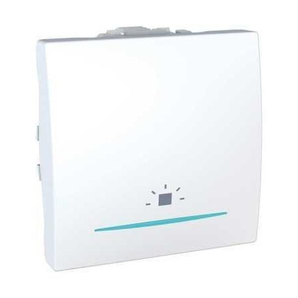 PULSADOR LUZ UNICA CON LED AZUL DE LOCALIZACIÓN MÓDULO ANCHO BLANCO