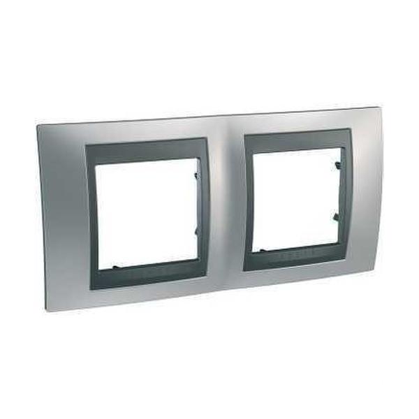 MARCO SERIE ÚNICA TOP CON 2 ELEMENTOS HORIZONTALES CROMO SATINADO GRAFITO