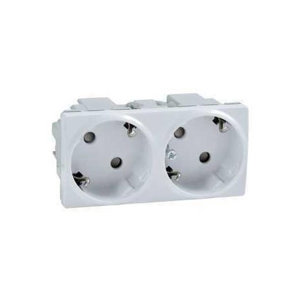 BASE DOBLE CON TT LATERAL 10/16A 250V UNICA BLANCO POLAR