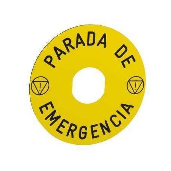 ETIQUETA CIRCULAR PULSADOR SETA PARADA EMERGENCY