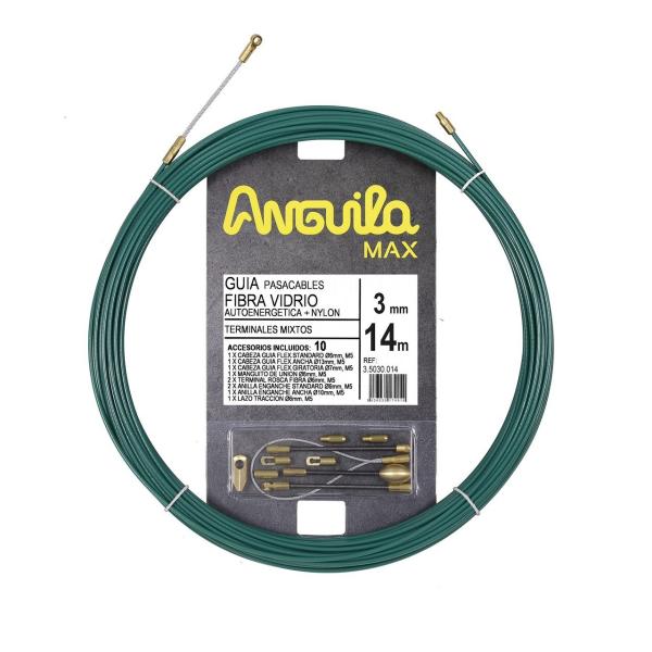 PASACABLES ANGUILA MAX 3mm FIBRA DE VIDRIO / NYLON 14m VERDE