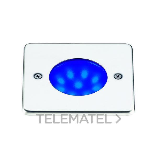 DOWNLIGHT CUADRADO NAT-LED IP68 LED 1,5W INOXIDABLE AZUL