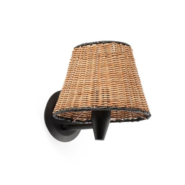 APLIQUE SUMBA PANTALLA RATTAN E27 210x160x120 NEGRO